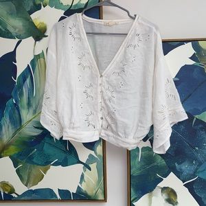 White flow laced detail shirt